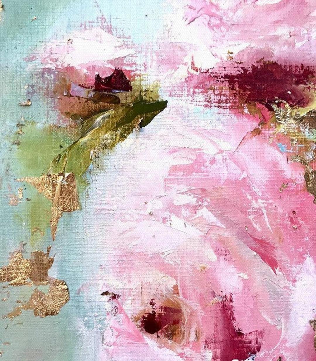 Roses and Gold Leaves Painiting