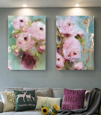 Roses and Gold Leaves Painiting