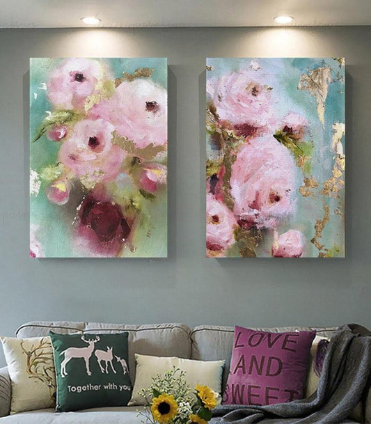 Roses and Gold Leaves Painiting